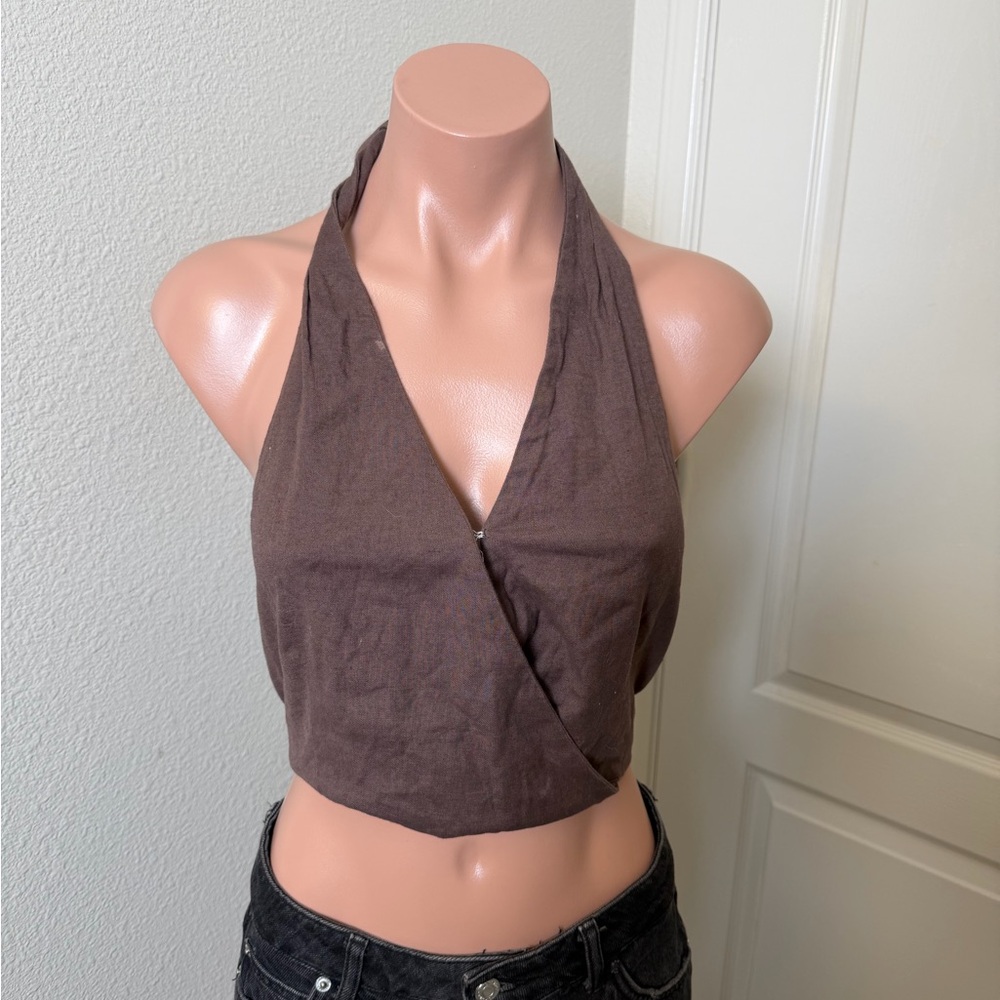 American Eagle Outfitters Brown Halter Crop Top
